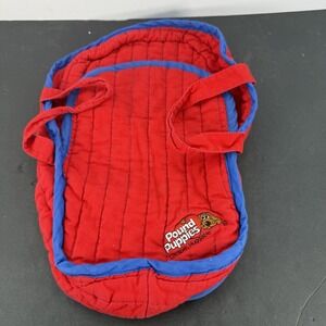Tonka 1986 Pound Puppies Carry Tote Puppy Quilted Bag Red & Blue 15" Vtg
